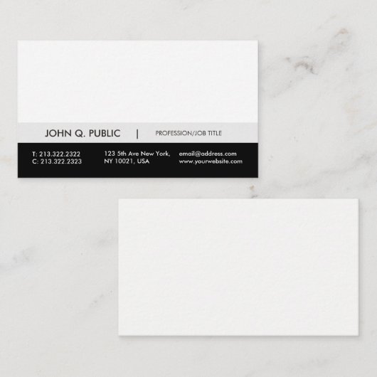 Modern Professioneel Zwart Wit Grijs Eenvoudig Vla Visitekaartje (Voorkant / Achterkant)