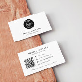 Modern Professioneel Zwart & Wit QR Code Logo Visitekaartje