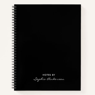 Modern Professioneel Zwart Wit Script Monogram Notitieboek
