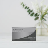 Modern Professioneel Zwart Zilver Metaal Staal Visitekaartje (Staand voorkant)