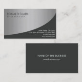 Modern Professioneel Zwart Zilver Metaal Staal Visitekaartje (Voorkant / Achterkant)