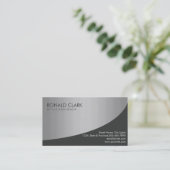 Modern Professioneel Zwart Zilver Metaal Staal Visitekaartje (Staand voorkant)