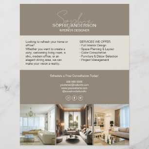 Modern Professionele Designer Taupe Promotioneel Flyer