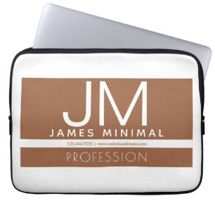 Modern Professionele Minimaal Design Bruin & Wit Laptop Sleeve