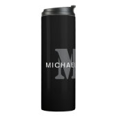 Modern Professionele Monogram Zwart & Wit Thermosbeker (Gedraaid links)