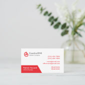Modern Professionele Rood Witte CreativeONE Vet Visitekaartje (Staand voorkant)