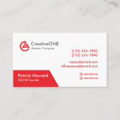Modern Professionele Rood Witte CreativeONE Vet Visitekaartje (Voorkant)