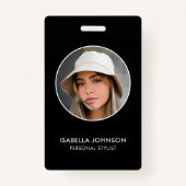 Modern Profiel Foto QR Zwart Wit ID Beveiliging Badge (Voorkant)