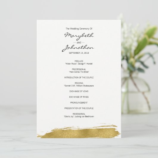 Modern programma voor goudpenseel programmakaart (Staand voorkant)