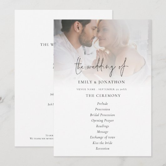 Modern programma voor het wedden van het Manuscrip (Voorkant / Achterkant)