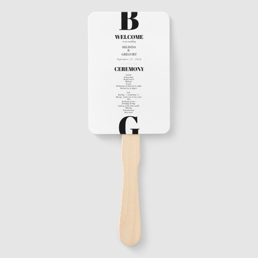 Modern programma voor zwart-wit rond monogram handwaaier (Voorkant)