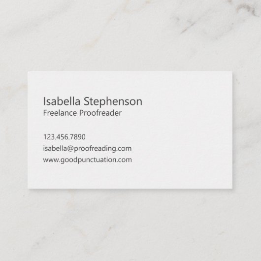 Modern Proofreader Freelancer Minimalist  Visitekaartje (Achterkant)