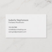 Modern Proofreader Freelancer Minimalistisch  Visitekaartje (Achterkant)
