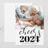 Modern Proost Gelukkig Nieuwjaar Foto Feestdagenkaart (Voorkant / Achterkant)