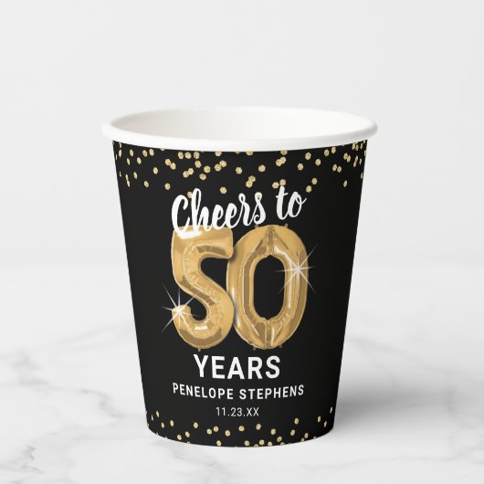 Modern Proost op 50 jaar verjaardagsfeestje Papieren Bekers (Voorkant)