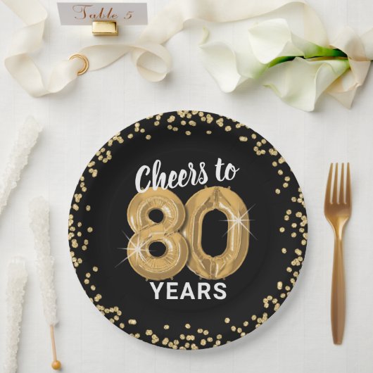 Modern Proost op 80 jaar verjaardag Papieren Bordje (Huwelijk)