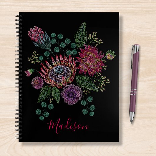 Modern Protea Floral gestikte gepersonaliseerde na Notitieboek