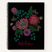 Modern Protea Floral gestikte gepersonaliseerde na Notitieboek (Voorkant)