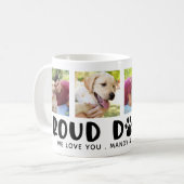 Modern PROUD DOG DAD Paw Print Fotocollage Koffiemok (Voorkant links)