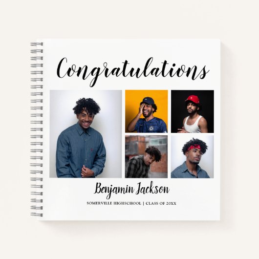 Modern Proud papa | 5 Foto-Afstuderen Notitieboek (Voorkant)