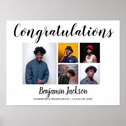 Modern Proud papa | 5 Foto-Afstuderen Poster (Voorkant)