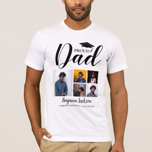 Modern Proud papa | 5 Foto-Afstuderen T-Shirt (Voorkant)