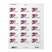 Modern Pruim Blauw Bloemen Terugkeeradreslabel Etiket (Full Sheet)