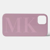 Modern pruim roos blush initialen minimalistisch Case-Mate iPhone case (Achterkant (horizontaal))