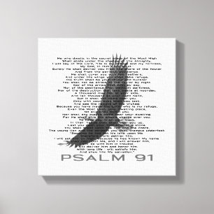 Modern psalm 91 Soaring Bald Eagle Bijbel Verse Canvas Afdruk