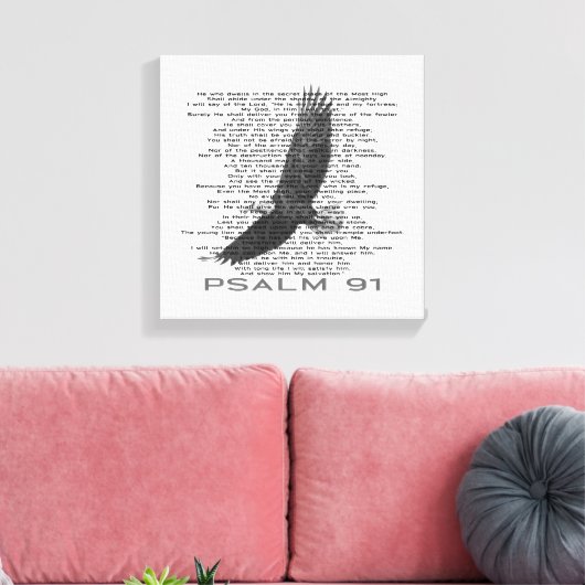 Modern psalm 91 Soaring Bald Eagle Bijbel Verse Canvas Afdruk (Insitu (Woonkamer))