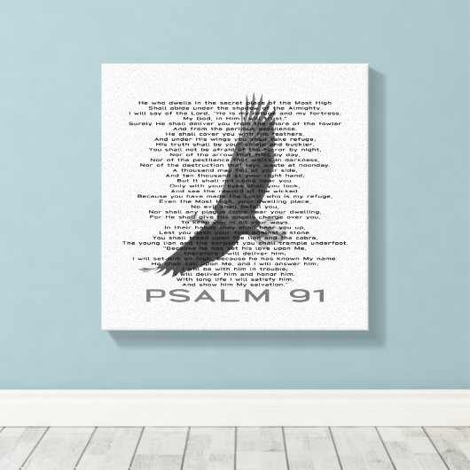 Modern psalm 91 Soaring Bald Eagle Bijbel Verse Canvas Afdruk (Insitu (Houten vloer))