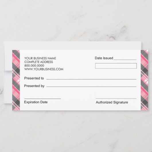 Modern Pset Boutique Style Cadeaucertificaten (Achterkant)