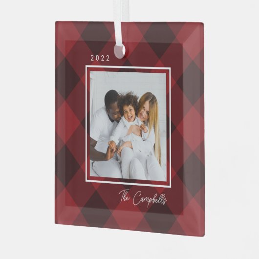 Modern Pset Custom Photo Kerstannament Glas Ornament (Voorkant links)