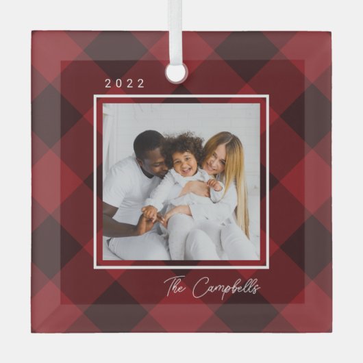 Modern Pset Custom Photo Kerstannament Glas Ornament (Voorkant)