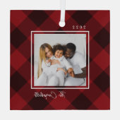 Modern Pset Custom Photo Kerstannament Glas Ornament (Achterkant)