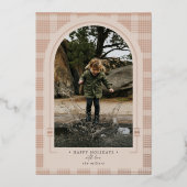 Modern Pset Dusty Roos & Roos Gold Folie Feestdagenkaart (Voorkant)