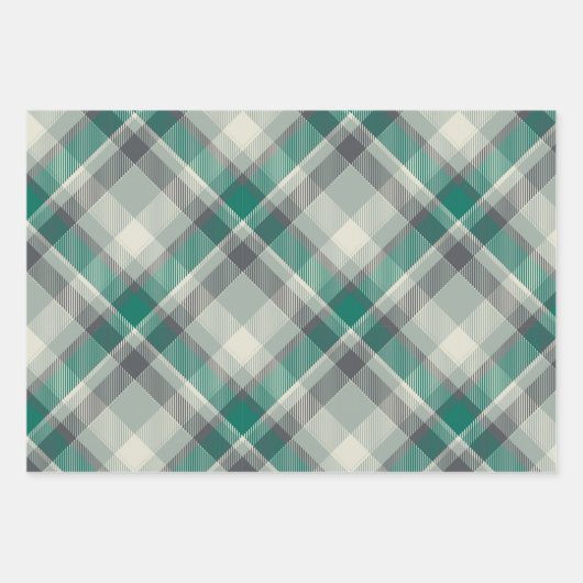 Modern Pset Gingham Merry Kerstfeestdag Inpakpapier Vel (Voorkant 2)