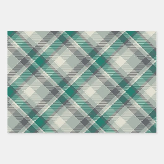 Modern Pset Gingham Merry Kerstfeestdag Inpakpapier Vel (Voorkant)