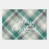 Modern Pset Gingham Merry Kerstfeestdag Inpakpapier Vel (Voorkant 2)