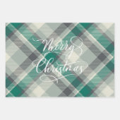 Modern Pset Gingham Merry Kerstfeestdag Inpakpapier Vel (Voorkant)