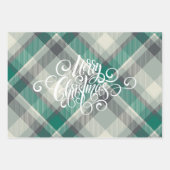 Modern Pset Gingham Merry Kerstfeestdag Inpakpapier Vel (Voorkant 3)