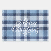 Modern Pset Gingham Merry Kerstfeestdag Inpakpapier Vel (Voorkant 2)