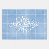 Modern Pset Gingham Merry Kerstfeestdag Inpakpapier Vel (Voorkant 3)