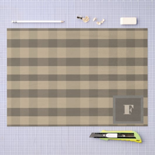 Modern Pset Monogram Brown Beige Tissuepapier (Craft)