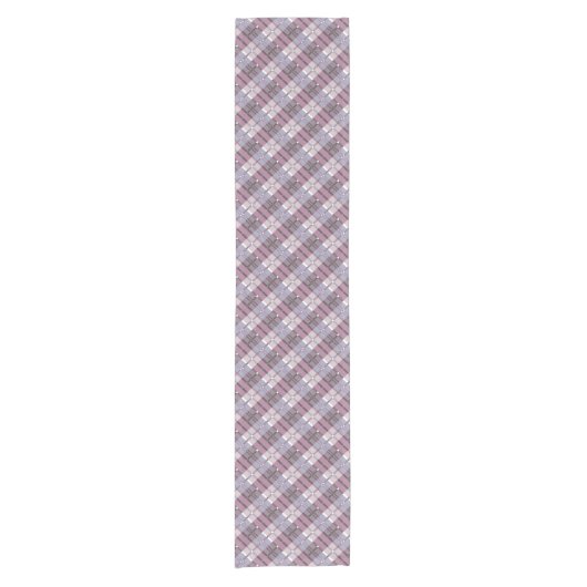 Modern Pset Pattern Plum and Lavender Korte Tafelloper (Voorkant)