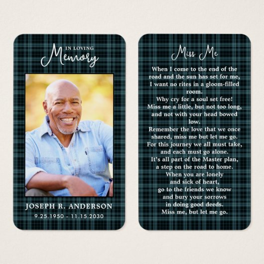 Modern Pset Photo Funeral Memorial Prayer Kaart (Voorkant /achterkant)