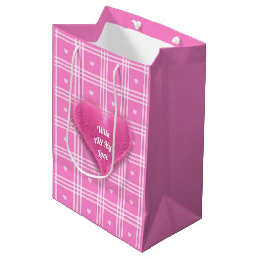 Modern Pset Pink Heart Collectie Medium Cadeauzakje (Voorkant Gekanteld)