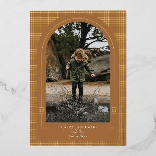 Modern Pset Rust Terracotta Gold Folie Feestdagenkaart (Voorkant)