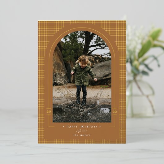 Modern Pset Rust Terracotta Gold Folie Feestdagenkaart (Staand Voorkant)