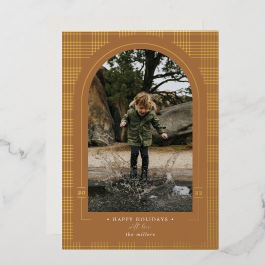 Modern Pset Rust Terracotta Gold Folie Feestdagenkaart (Voorkant / Achterkant)